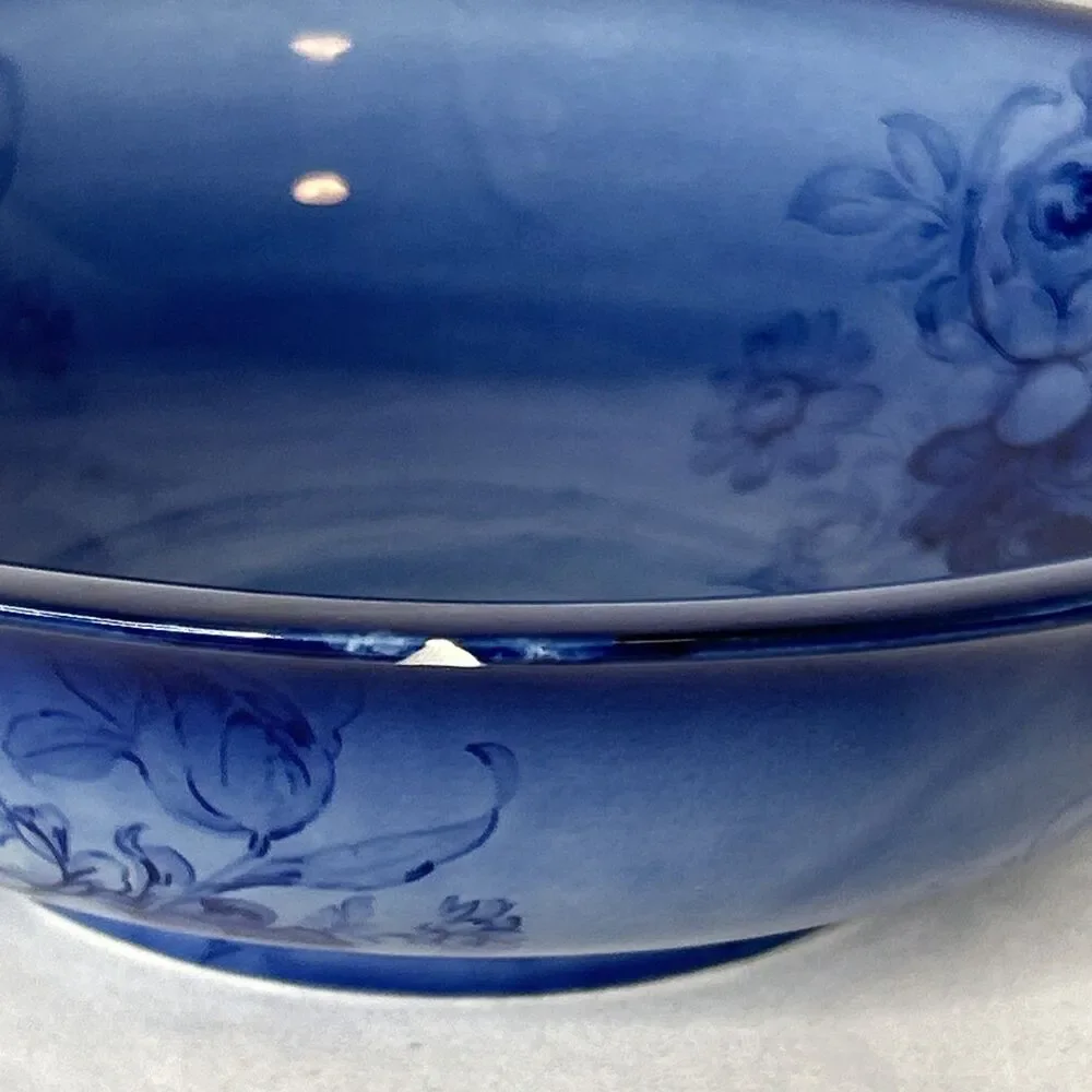 Vintage Staffordshire of England Flow blue Floral Pitcher and Bowl Set